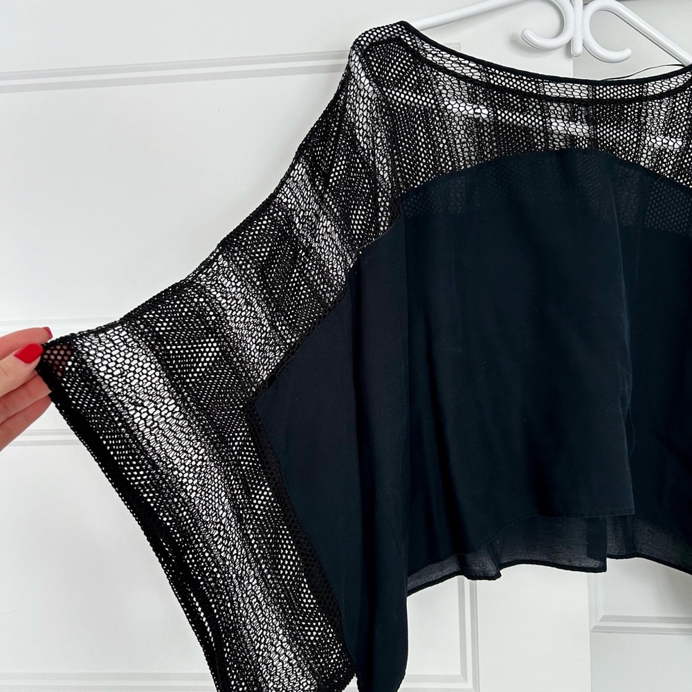 Zara Black Crop Top with Mesh Detail